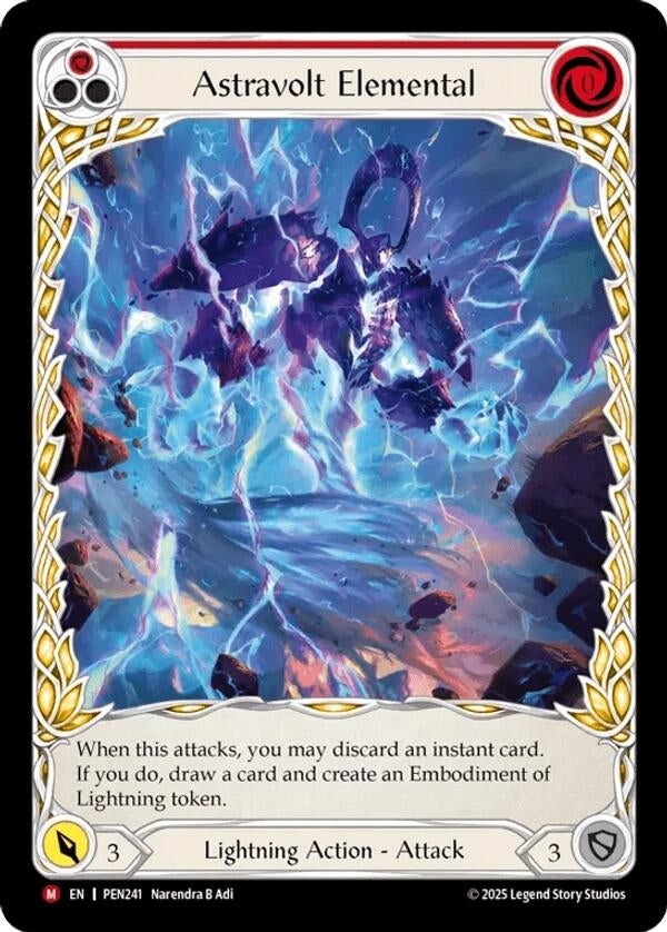 Image for Astravolt Elemental (Red) (Extended Art) (PEN241) (Rainbow Foil) (PEN) - Flesh and Blood TCG