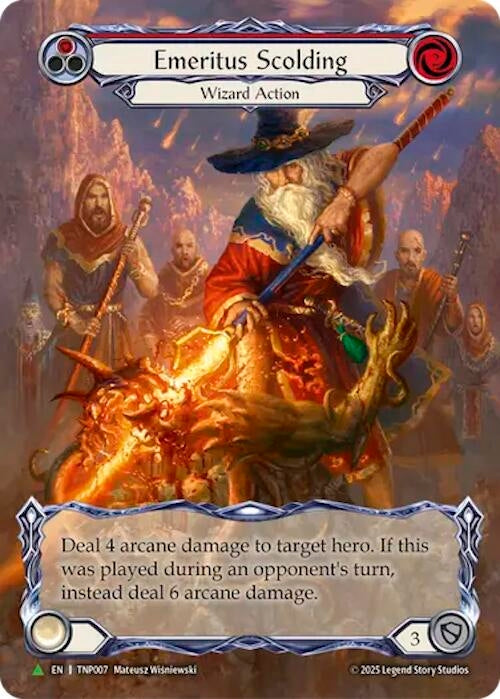 Image for Emeritus Scolding (Red) (Marvel) - TNP007 (TNP007) (Rainbow Foil) - Flesh and Blood TCG
