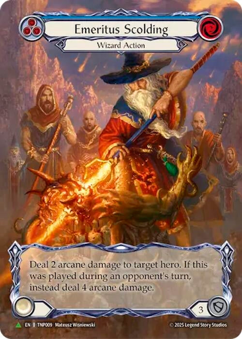 Image for Emeritus Scolding (Blue) (Marvel) - TNP009 (TNP009) (Rainbow Foil) - Flesh and Blood TCG