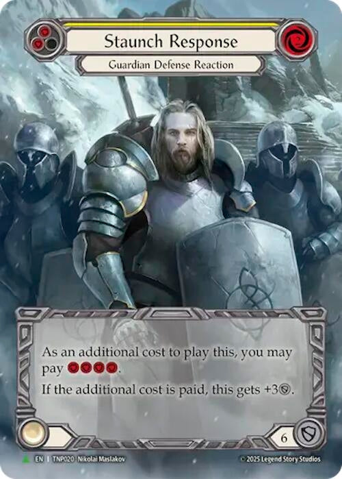 Image for Staunch Response (Yellow) (Marvel) - TNP020 (TNP019) (Rainbow Foil) - Flesh and Blood TCG