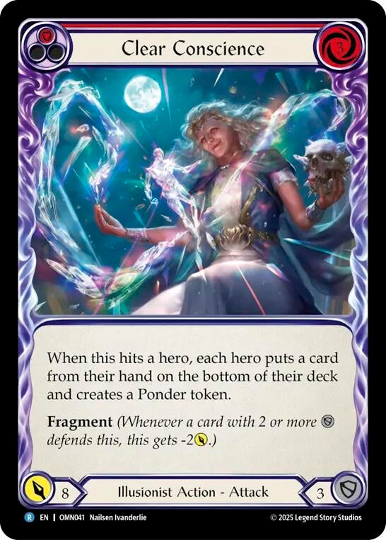 Image for Clear Conscience (Red) (OMN041) (Rainbow Foil) - Flesh and Blood TCG