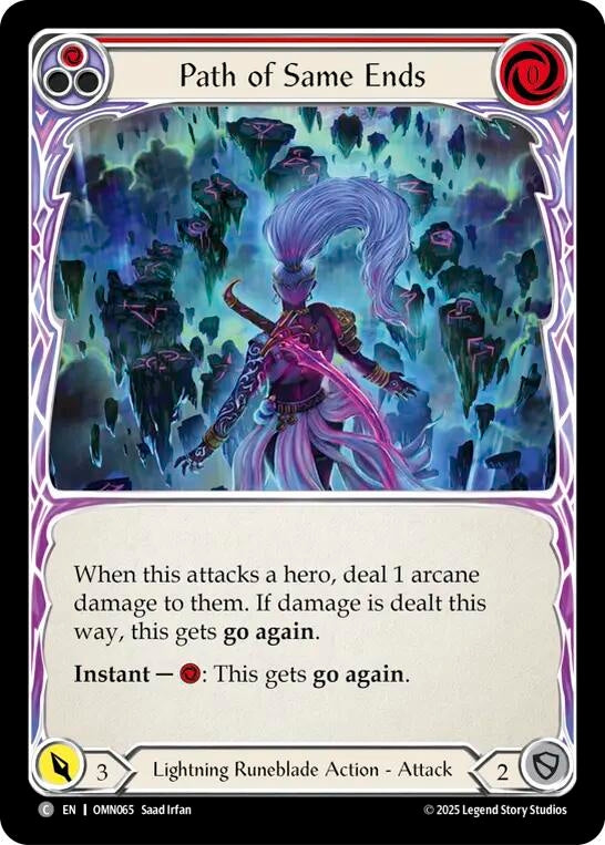 Image for Path of Same Ends (Red) (OMN065) (Rainbow Foil) - Flesh and Blood TCG