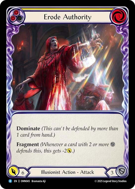 Image for Erode Authority (Yellow) (OMN045) (Rainbow Foil) - Flesh and Blood TCG