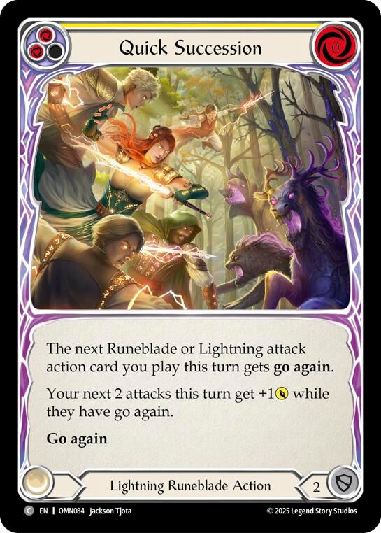 Image for Quick Succession (Yellow) (OMN084) (Rainbow Foil) - Flesh and Blood TCG