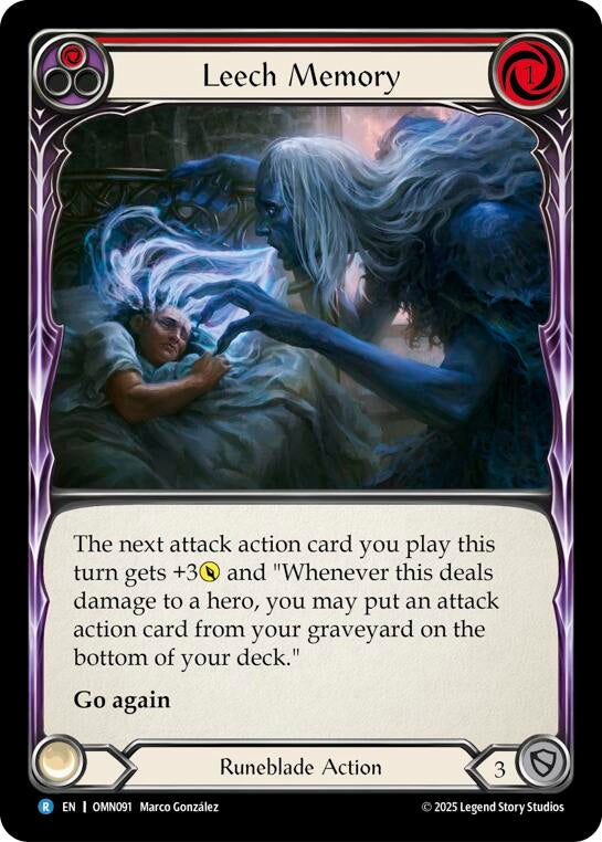 Image for Leech Memory (Red) (OMN091) (Rainbow Foil) - Flesh and Blood TCG