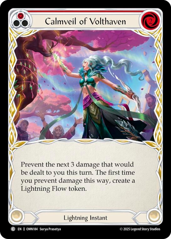 Image for Calmveil Of Volthaven (Red) (OMN184) (Rainbow Foil) - Flesh and Blood TCG