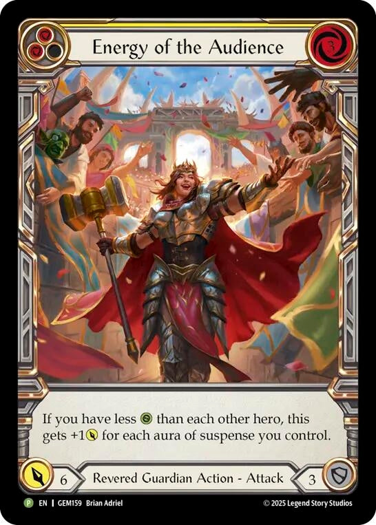 Image for Energy of the Audience (Yellow) (GEM159) (Rainbow Foil) (GEM) - Flesh and Blood TCG