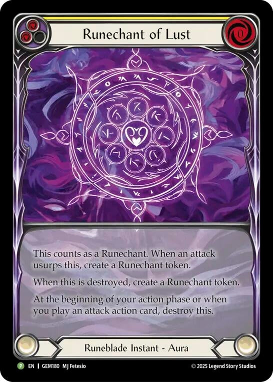 Image for Runechant of Lust (Yellow) (GEM180) (Rainbow Foil) (GEM) - Flesh and Blood TCG
