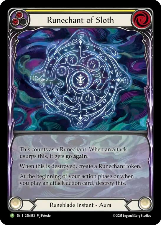 Image for Runechant of Sloth (Yellow) (GEM182) (Rainbow Foil) (GEM) - Flesh and Blood TCG