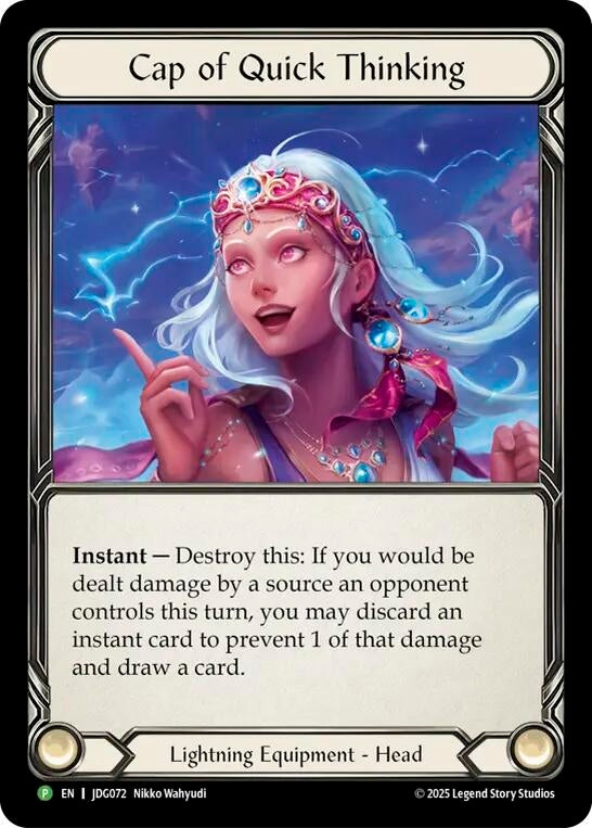 Image for Cap of Quick Thinking - JDG072 (JDG072) (Cold Foil) (PR) - Flesh and Blood TCG
