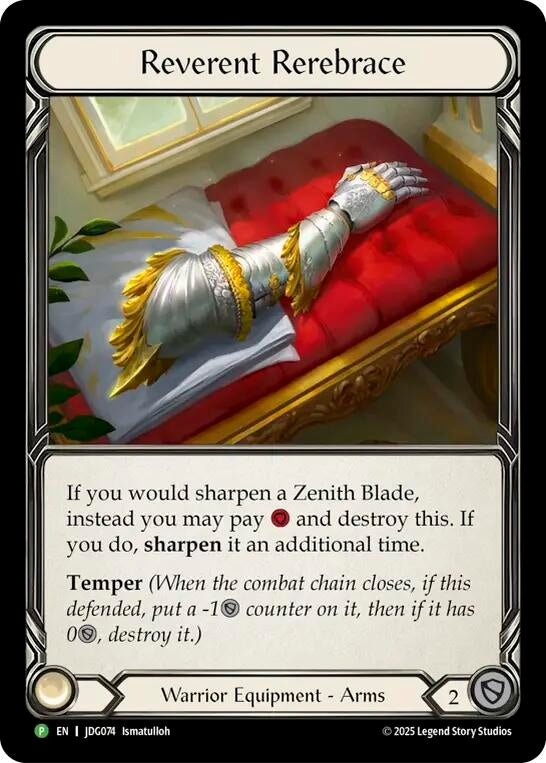 Image for Reverent Rerebrace - JDG074 (JDG074) (Cold Foil) (PR) - Flesh and Blood TCG