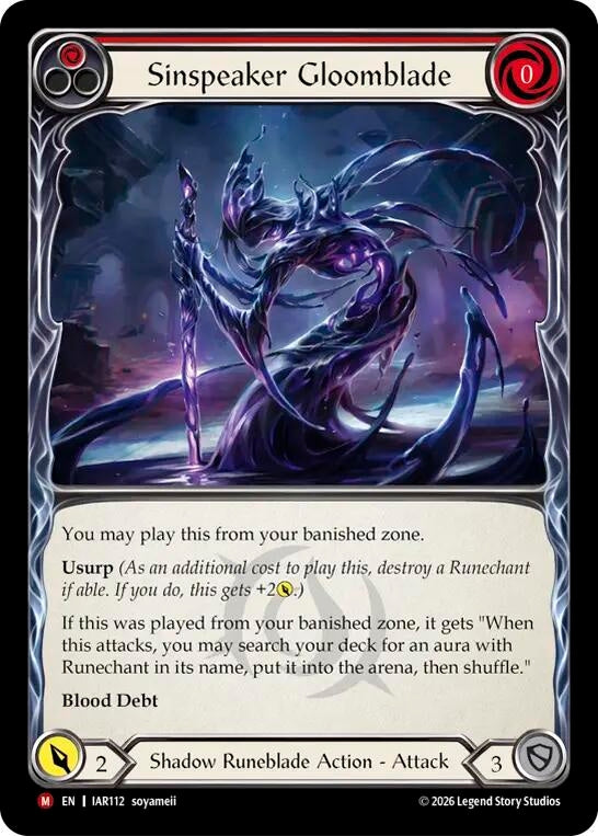 Image for Sinspeaker Gloomblade (IAR112) (IAR) - Flesh and Blood TCG