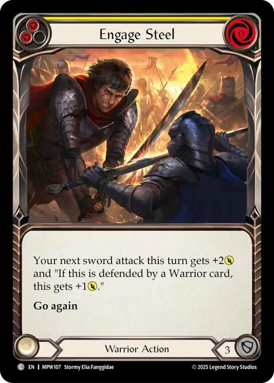Image for Engage Steel (Yellow) (MPW107) (Rainbow Foil) (MPW) - Flesh and Blood TCG