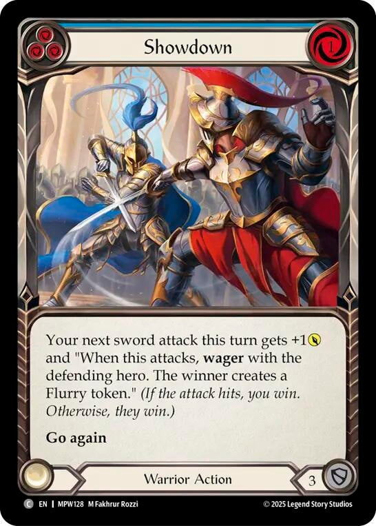 Image for Showdown (Blue) (MPW128) (Rainbow Foil) (MPW) - Flesh and Blood TCG