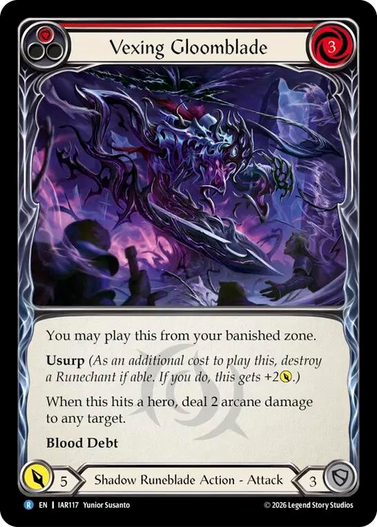 Image for Vexing Gloomblade (Red) (IAR117) (IAR) - Flesh and Blood TCG
