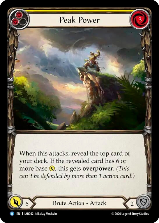 Image for Peak Power (Yellow) (IAR042) (Rainbow Foil) (IAR) - Flesh and Blood TCG