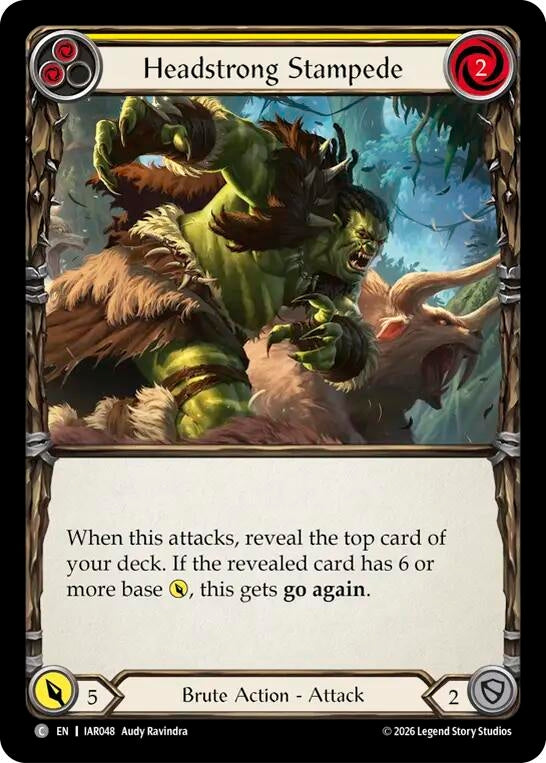 Image for Headstrong Stampede (Yellow) (IAR048) (Rainbow Foil) (IAR) - Flesh and Blood TCG