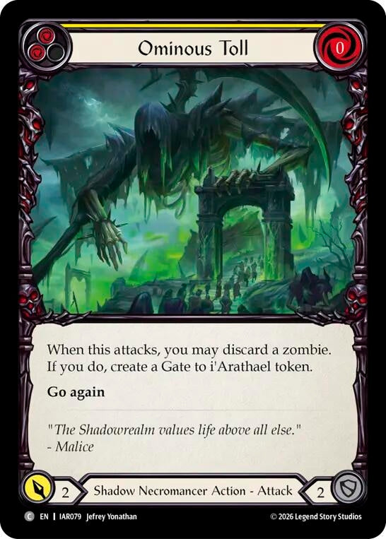 Image for Ominous Toll (Yellow) (IAR079) (IAR) - Flesh and Blood TCG