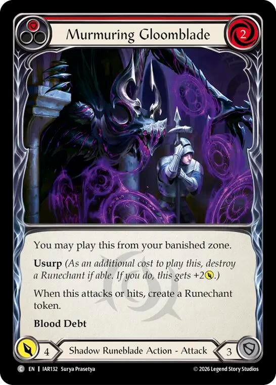 Image for Murmuring Gloomblade (Red) (IAR132) (IAR) - Flesh and Blood TCG