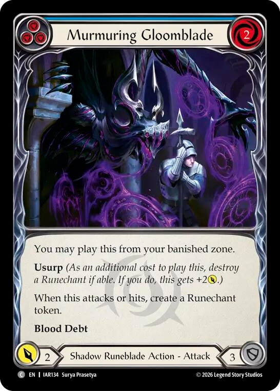 Image for Murmuring Gloomblade (Blue) (IAR134) (Rainbow Foil) (IAR) - Flesh and Blood TCG