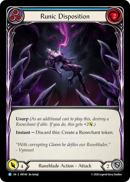 Image for Runic Disposition (Blue) (IAR148) (Rainbow Foil) (IAR) - Flesh and Blood TCG