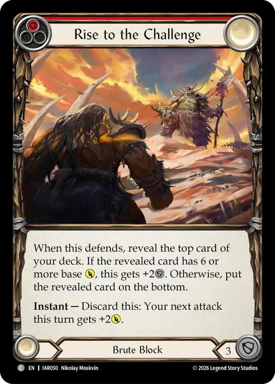 Image for Rise to the Challenge (Red) (IAR050) (Rainbow Foil) (IAR) - Flesh and Blood TCG