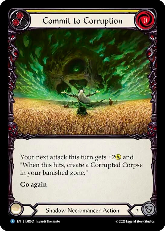 Image for Commit to Corruption (Yellow) (IAR061) (Rainbow Foil) (IAR) - Flesh and Blood TCG