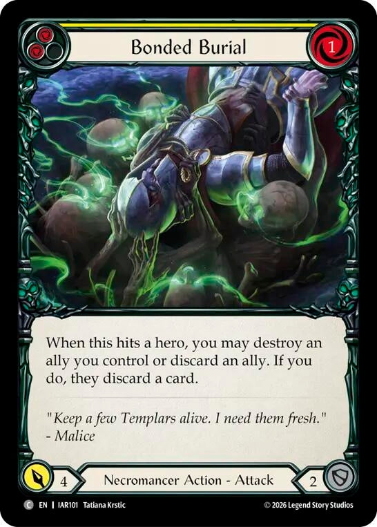 Image for Bonded Burial (Yellow) (IAR101) (IAR) - Flesh and Blood TCG