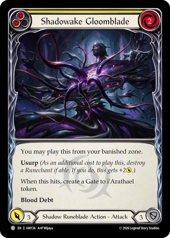 Image for Shadowake Gloomblade (Yellow) (IAR136) (IAR) - Flesh and Blood TCG