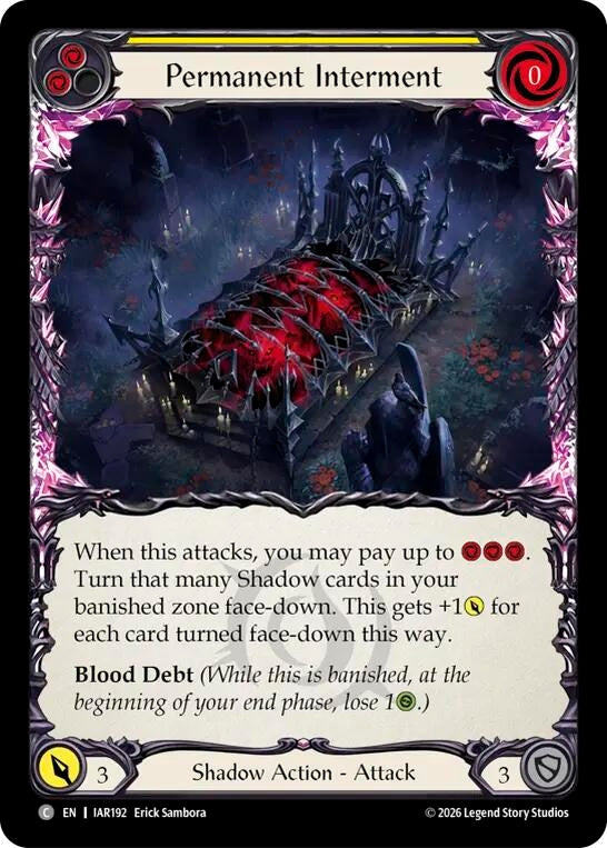 Image for Permanent Interment (Yellow) (IAR192) (Rainbow Foil) (IAR) - Flesh and Blood TCG