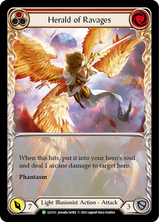 Herald of Ravages (Red) (Extended Art) [LGS153] (Promo)  Rainbow Foil