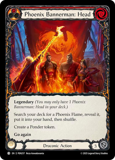 Phoenix Bannerman Head (Red) (Rainbow Foil) [PEN257] (Compendium of Rathe)  Rainbow Foil