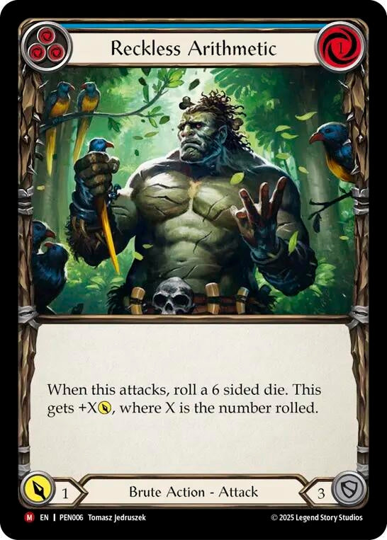 Image for Reckless Arithmetic (Blue) (PEN006) (Rainbow Foil) - Flesh and Blood TCG