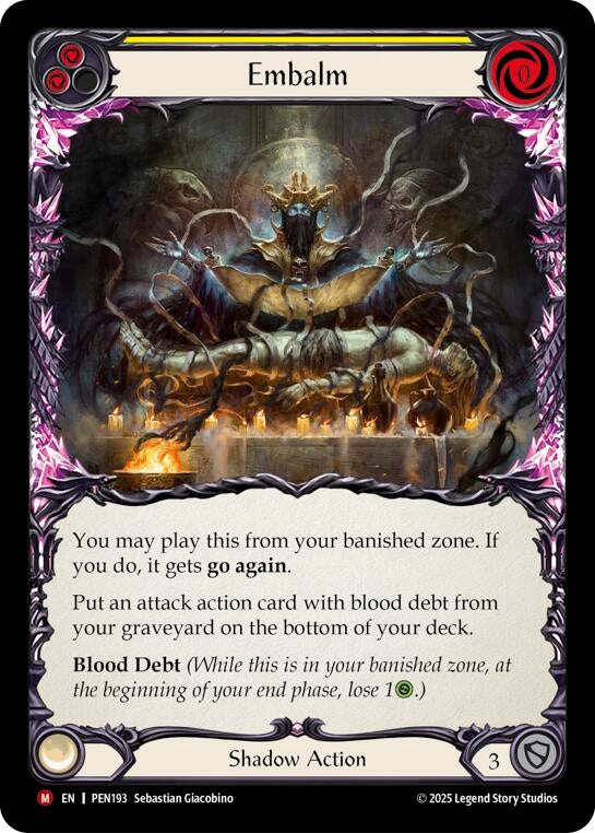 Image for Embalm (Yellow) (PEN193) (Rainbow Foil) - Flesh and Blood TCG