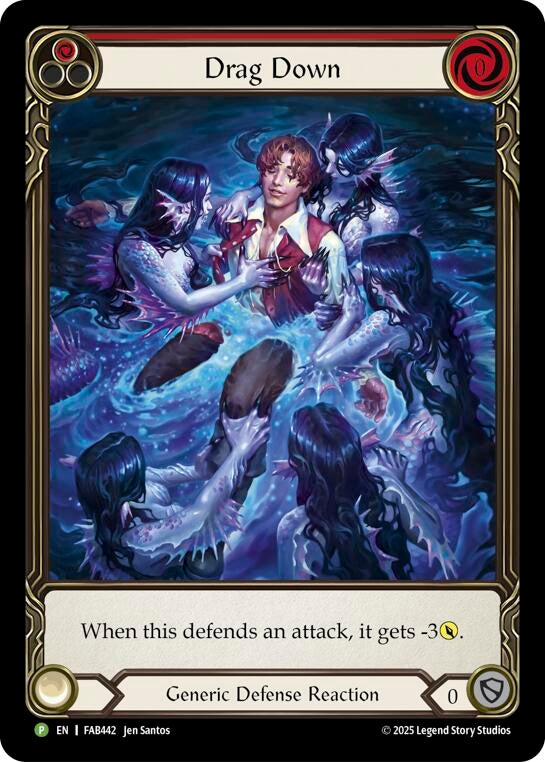 Image for Drag Down (Red) - FAB442 (PEN331) (Rainbow Foil) - Flesh and Blood TCG