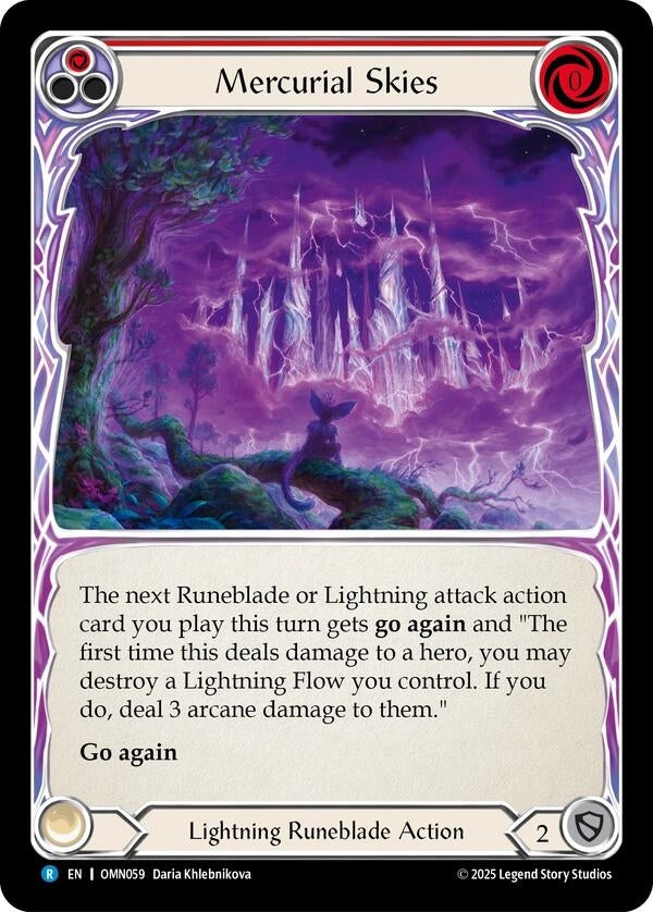 Image for Mercurial Skies (Red) (OMN059) (Rainbow Foil) - Flesh and Blood TCG