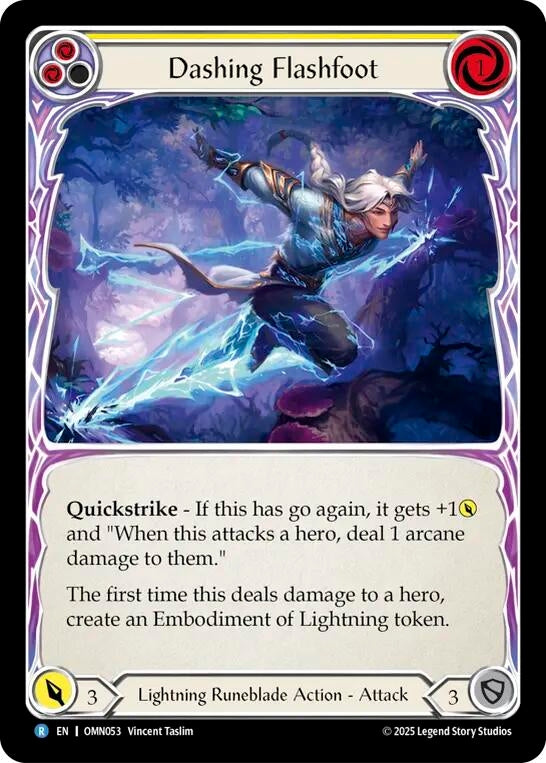 Image for Dashing Flashfoot (OMN053) (Rainbow Foil) - Flesh and Blood TCG