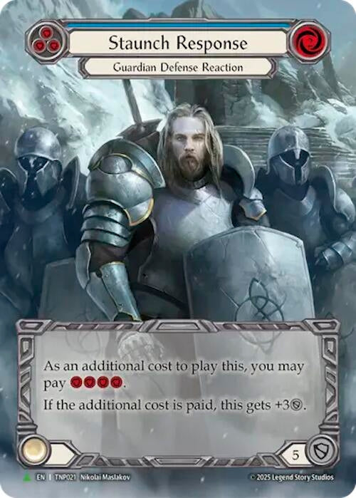 Image for Staunch Response (Blue) (Marvel) - TNP020 (TNP019) (Rainbow Foil) - Flesh and Blood TCG