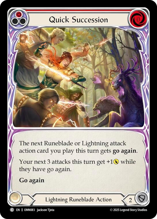 Image for Quick Succession (Red) (OMN083) (Rainbow Foil) - Flesh and Blood TCG
