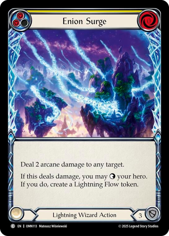 Image for Enion Surge (Yellow) (OMN113) (Rainbow Foil) - Flesh and Blood TCG