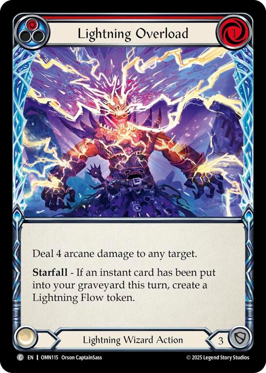 Image for Lightning Overload (Red) (OMN115) (Rainbow Foil) - Flesh and Blood TCG