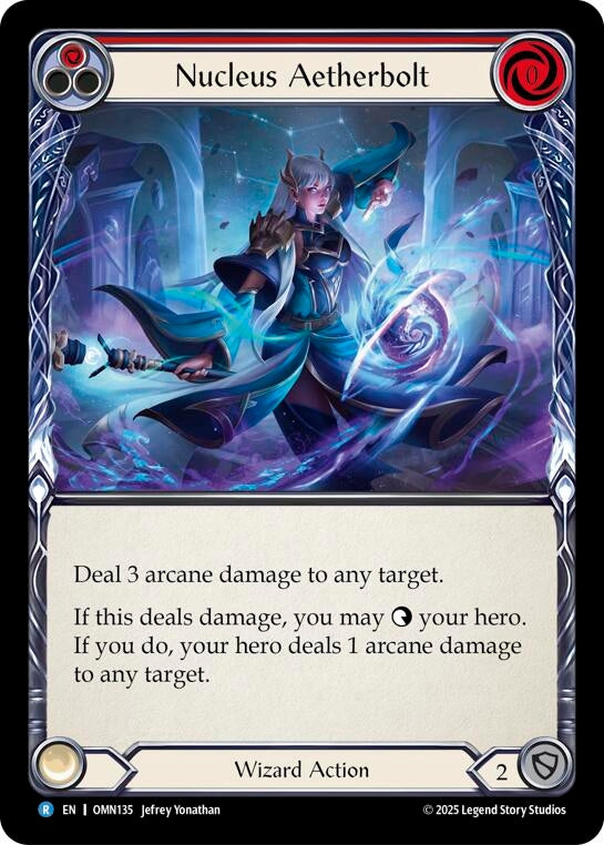 Image for Nucleus Aetherbolt (Red) (OMN135) (Rainbow Foil) - Flesh and Blood TCG
