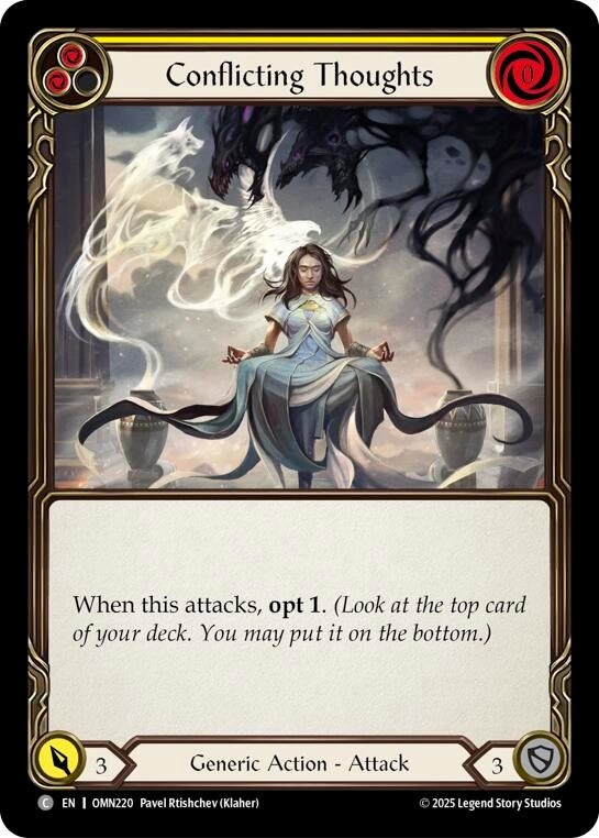 Image for Conflicting Thoughts (Yellow) (OMN220) - Flesh and Blood TCG