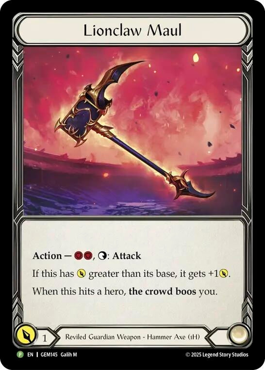 Image for Lionclaw Maul (GEM145) (Cold Foil) (GEM) - Flesh and Blood TCG