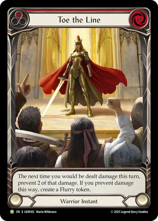 Image for Toe the Line (Red) (GEM165) (GEM) - Flesh and Blood TCG