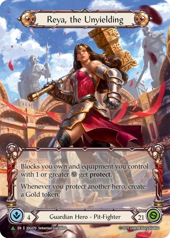Image for Reya, the Unyielding (Marvel) - JDG070 (SMP005) (Cold Foil) (PR) - Flesh and Blood TCG