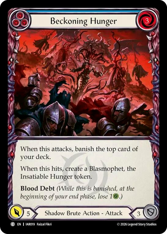 Image for Beckoning Hunger (Blue) (IAR019) (Rainbow Foil) (IAR) - Flesh and Blood TCG