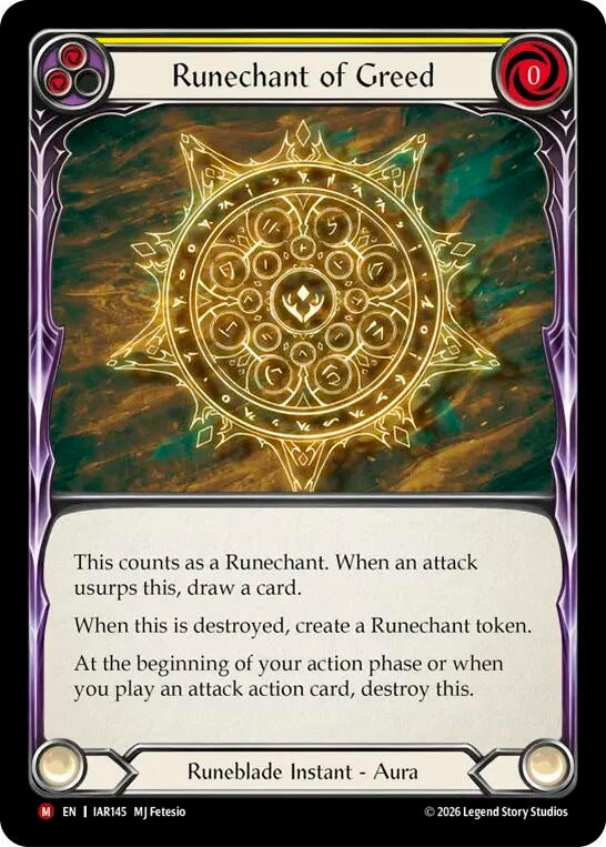 Image for Runechant of Greed (IAR145) (IAR) - Flesh and Blood TCG