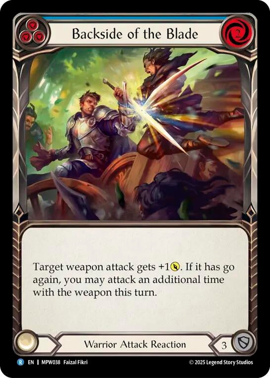 Image for Backside of the Blade (Blue) (MPW038) (Rainbow Foil) (MPW) - Flesh and Blood TCG