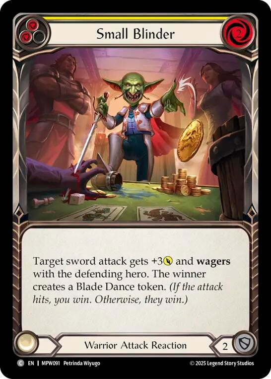 Image for Small Blinder (Yellow) (MPW091) (Rainbow Foil) (MPW) - Flesh and Blood TCG